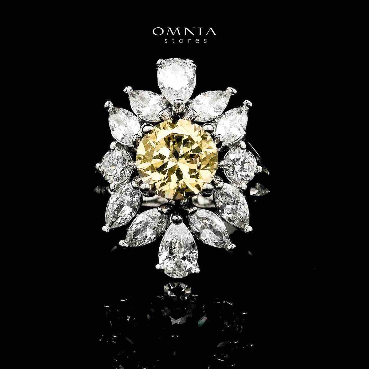 Omnia Nareen Yellow Bridal Full Set in High Quality Simulated Diamonds Premium Rhodium Plated - OMNIASTORES UAE