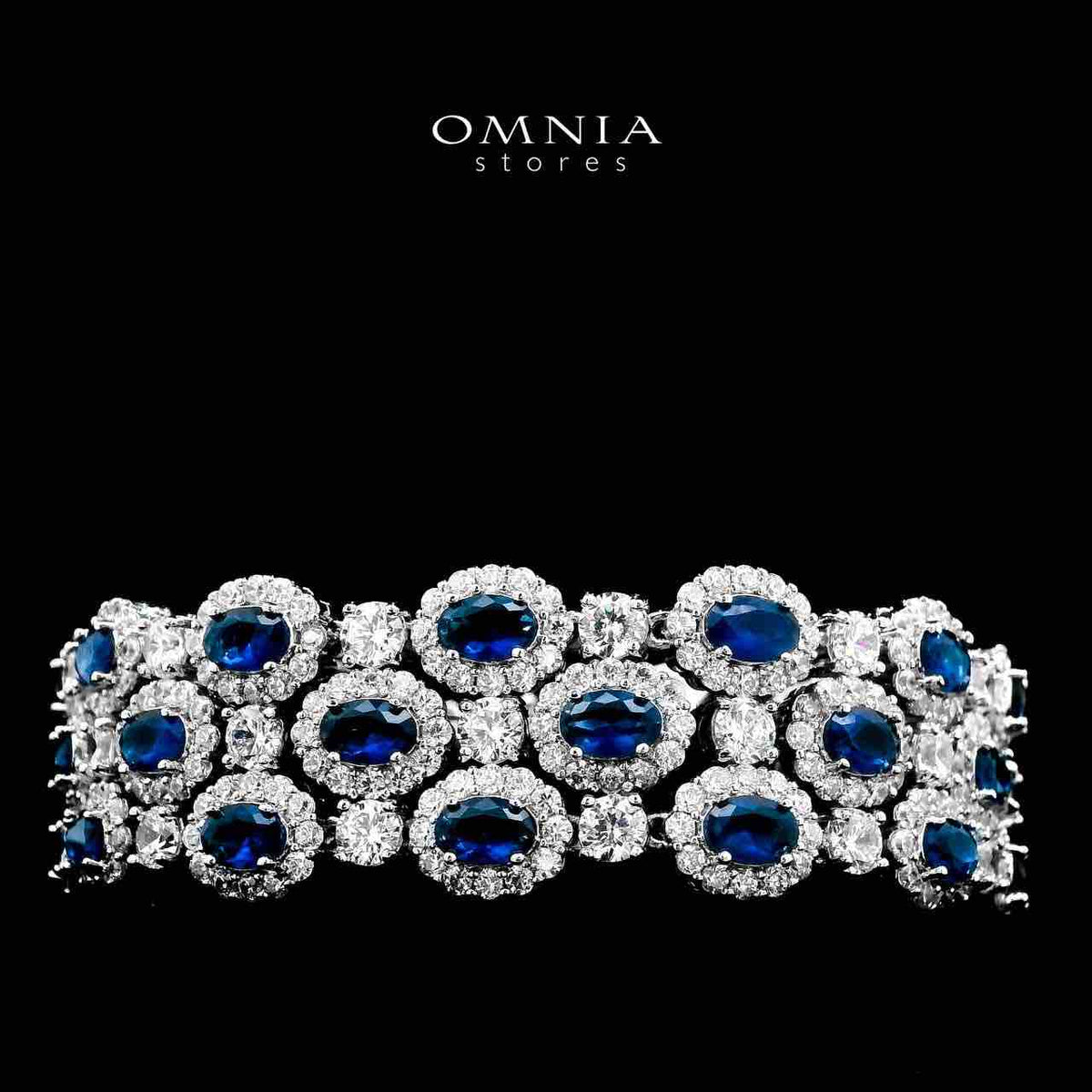 Omnia Viviana Blue Bracelet Set in High Quality Zircon Stone in Tarnish Resistant Plating