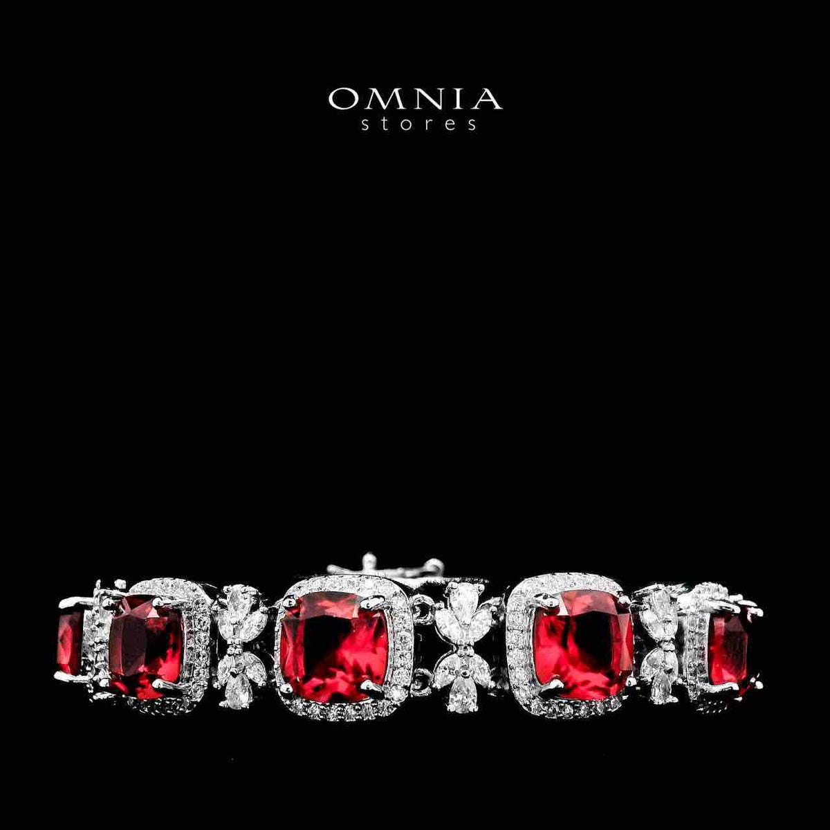 Omnia Fajr Red Bracelet Set in High Quality Zircon Stone in Tarnish Resistant Plating - OMNIASTORES UAE