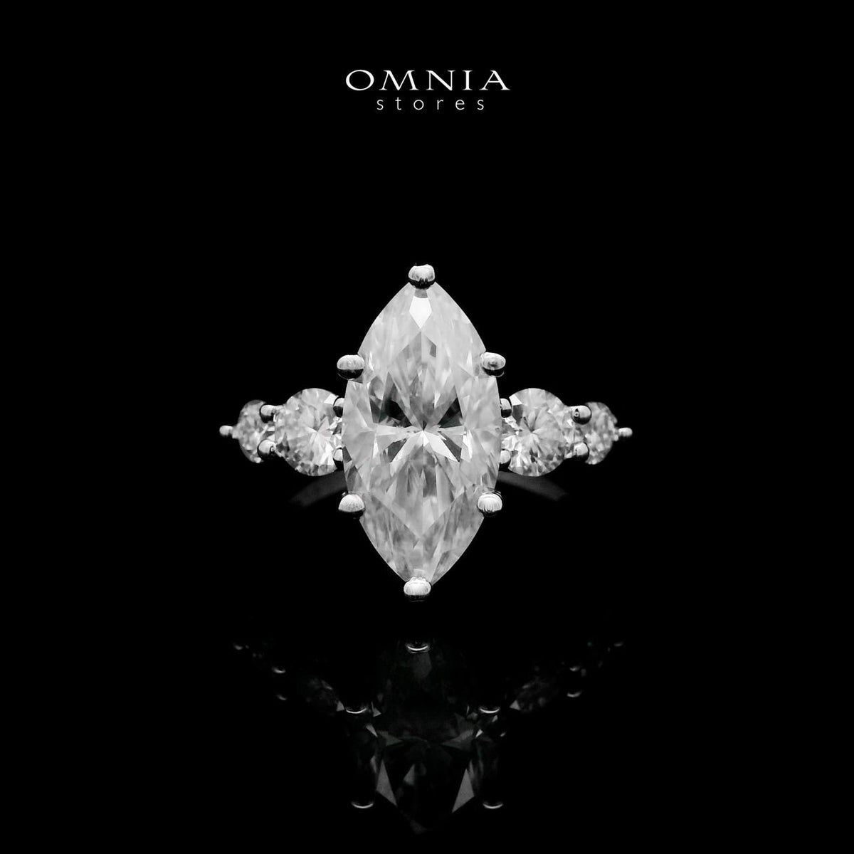 Omnia Hadiya Marquise Moissanite Ring – Certified 925 Sterling Silver Royal Cut