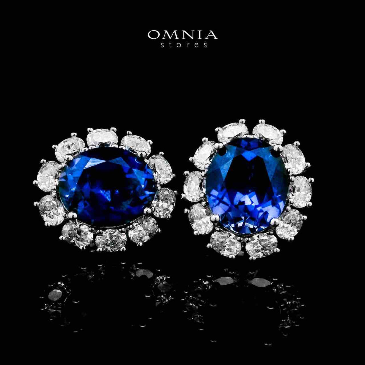 Omnia Jumana Blue Earrings 925 Silver Certified in High Quality Lab Grown Sapphire Stone - OMNIASTORES UAE