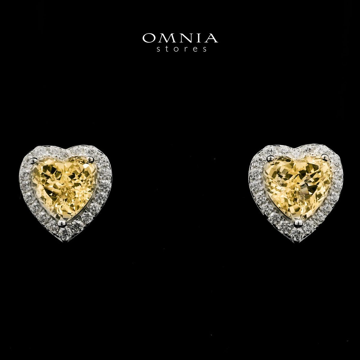 Samiha Heart Design Yellow Earrings In 925 Silver High Quality Simulated Diamonds - OMNIASTORES UAE