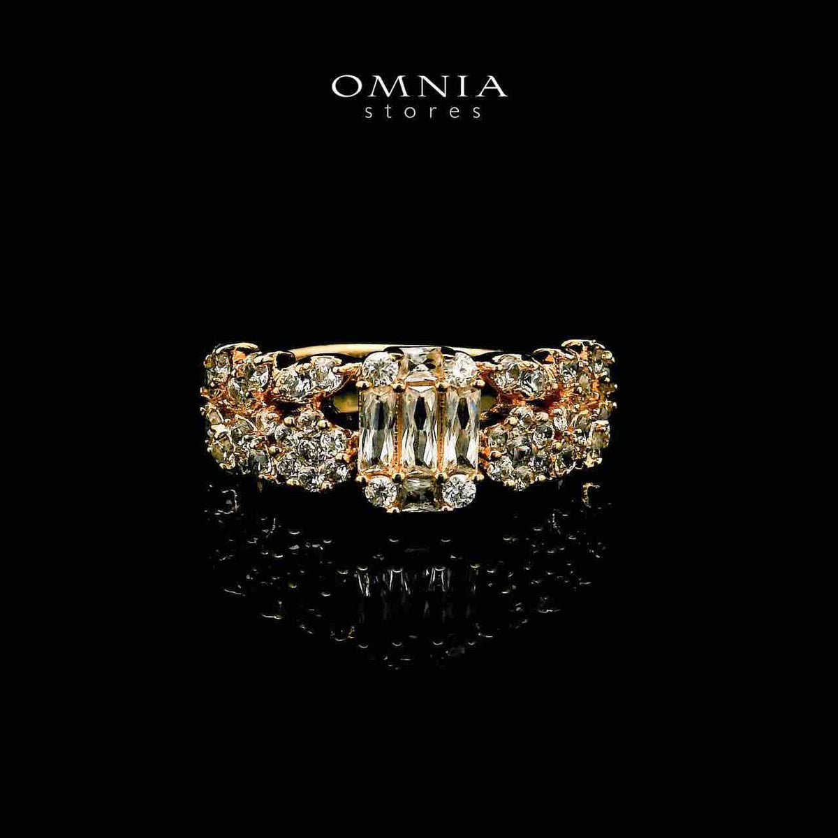 Omnia Elham Gold Plated Bridal Full Set in High Quality Zircon Stone Premium Rhodium Plated - OMNIASTORES UAE