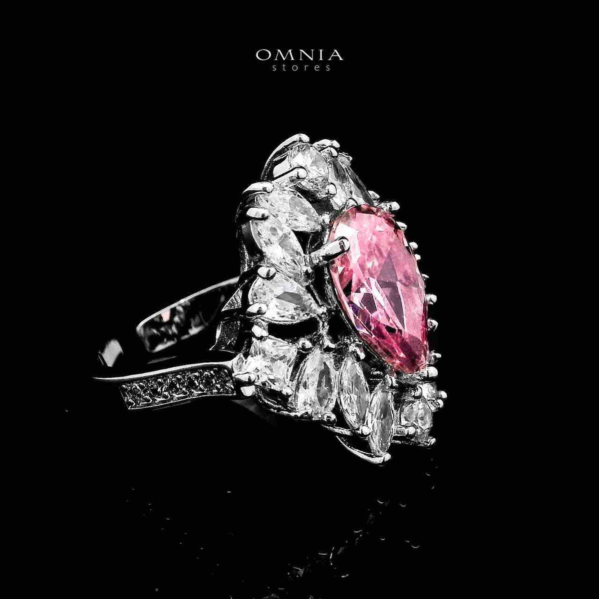 Omnia Suhana Pink Bridal Full Set with High Quality Simulated Diamonds Premium Rhodium Plated - OMNIASTORES UAE
