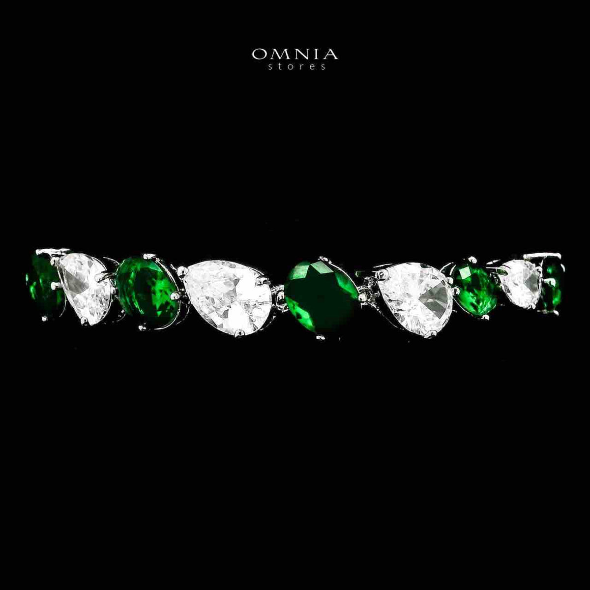 Omnia Lamia Green and White Bridal Full Set with High Quality Simulated Diamonds Premium Rhodium Plated - OMNIASTORES UAE