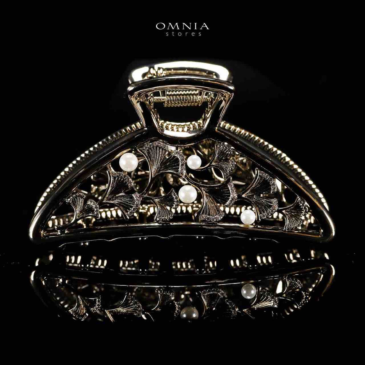 Omnia Mayar Light Gold Hair Clip in High Quality Zircon Stone In Rhodium Plated - OMNIASTORES UAE