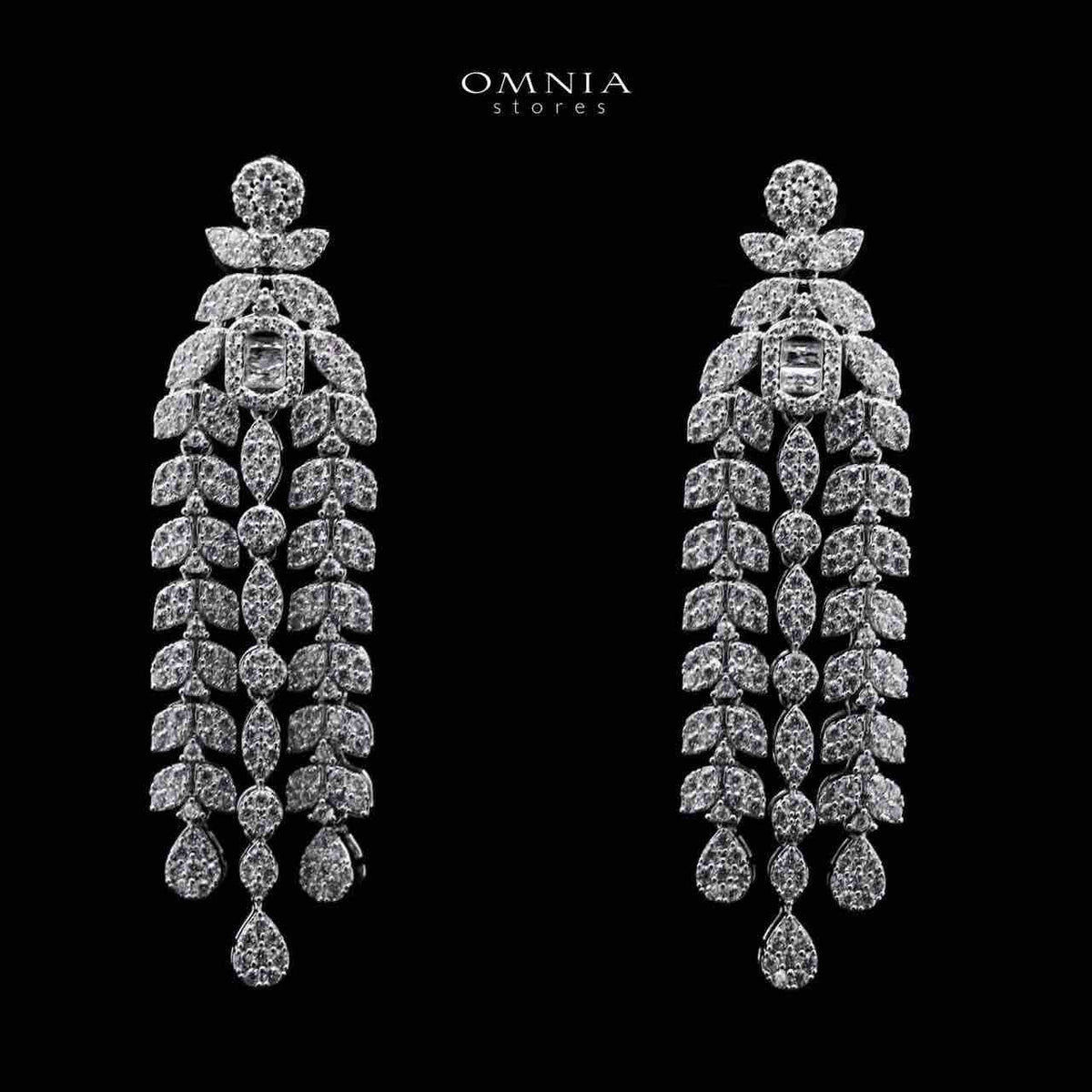 Omnia Fareeda White Bridal Full Set in High Quality Zircon Stone in Rhodium Plated - OMNIASTORES UAE