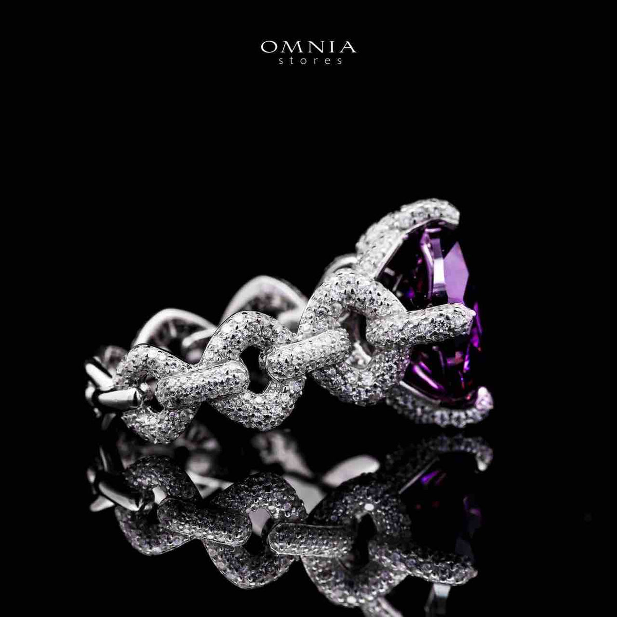 Omnia Farhana Ring 92.5 Silver High Quality Simulated diamonds - OMNIASTORES UAE