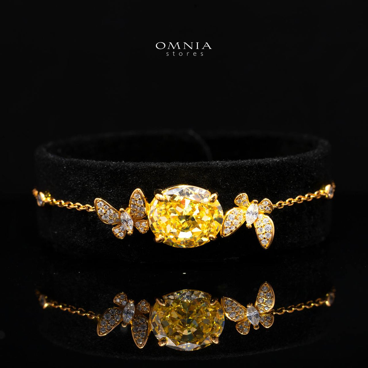 Omnia Maysun Yellow Gold Plated Full Set In 925 Silver High Quality Simulated Diamonds