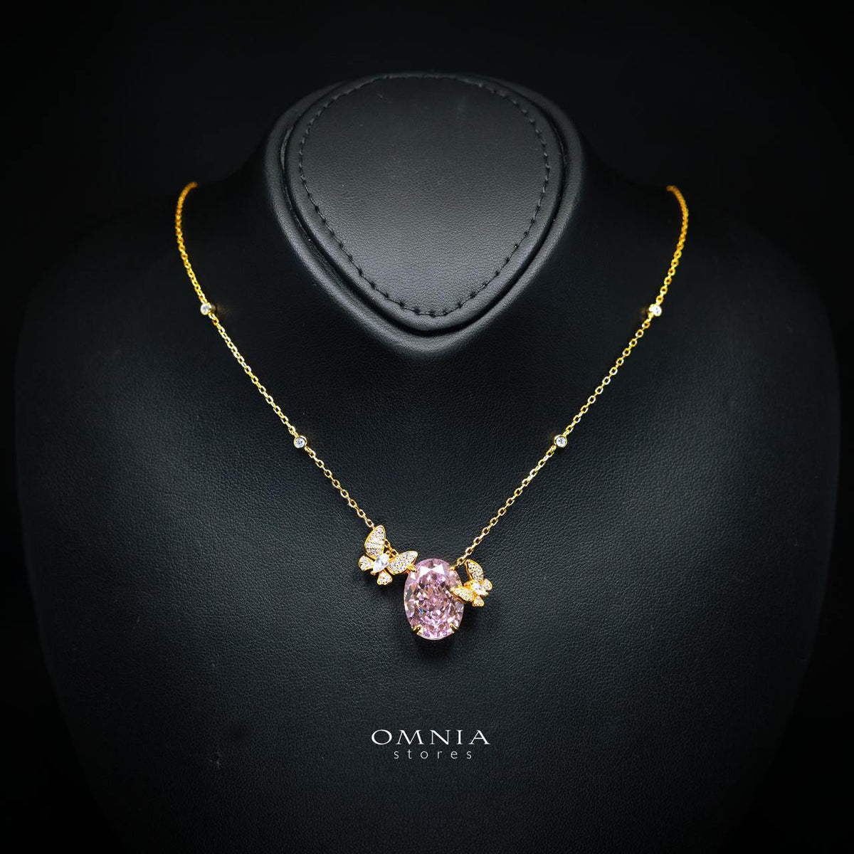 Omnia Maysun Pink Gold Plated Full Set In 925 Silver High Quality Simulated Diamonds