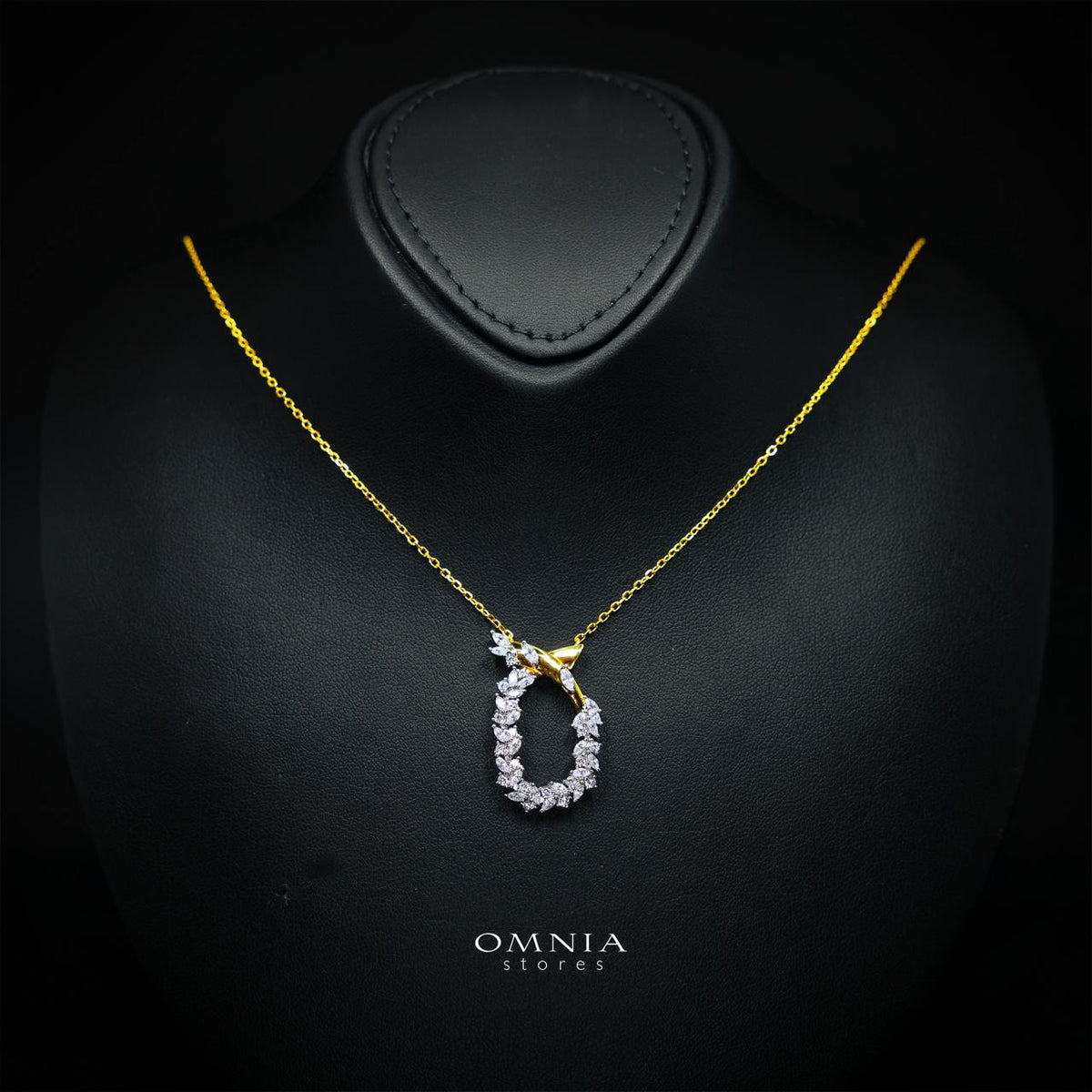 Julienne Golden Floral Necklace in 925 Silver with Premium Simulated Diamonds