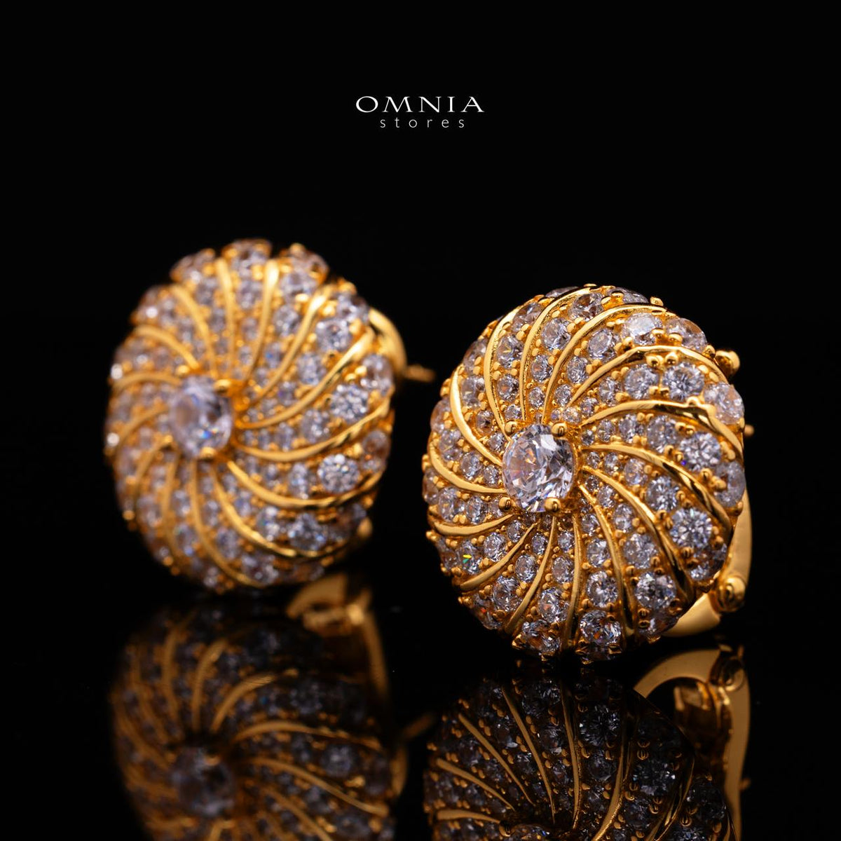 Serenya Gold-Plated Clip-On Earrings with Premium Simulated Diamonds in 925 Silver