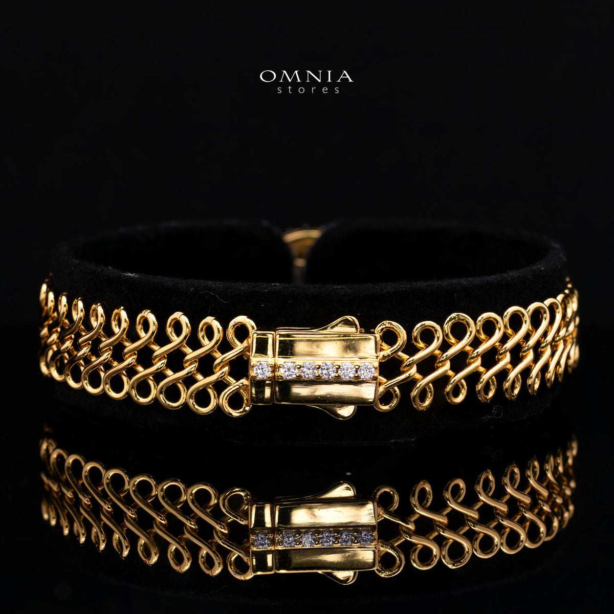 Kaelani Infinity Link Bracelet Gold Plated with Premium Simulated Diamonds and Certificate 925 Sterling Silver