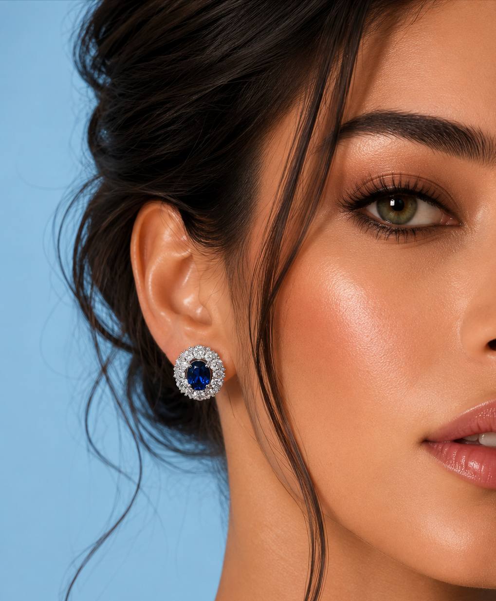 Amilah Lab Grown Sapphire Blue Stones With GRC Certified Earrings in 925 Silver - OMNIASTORES UAE