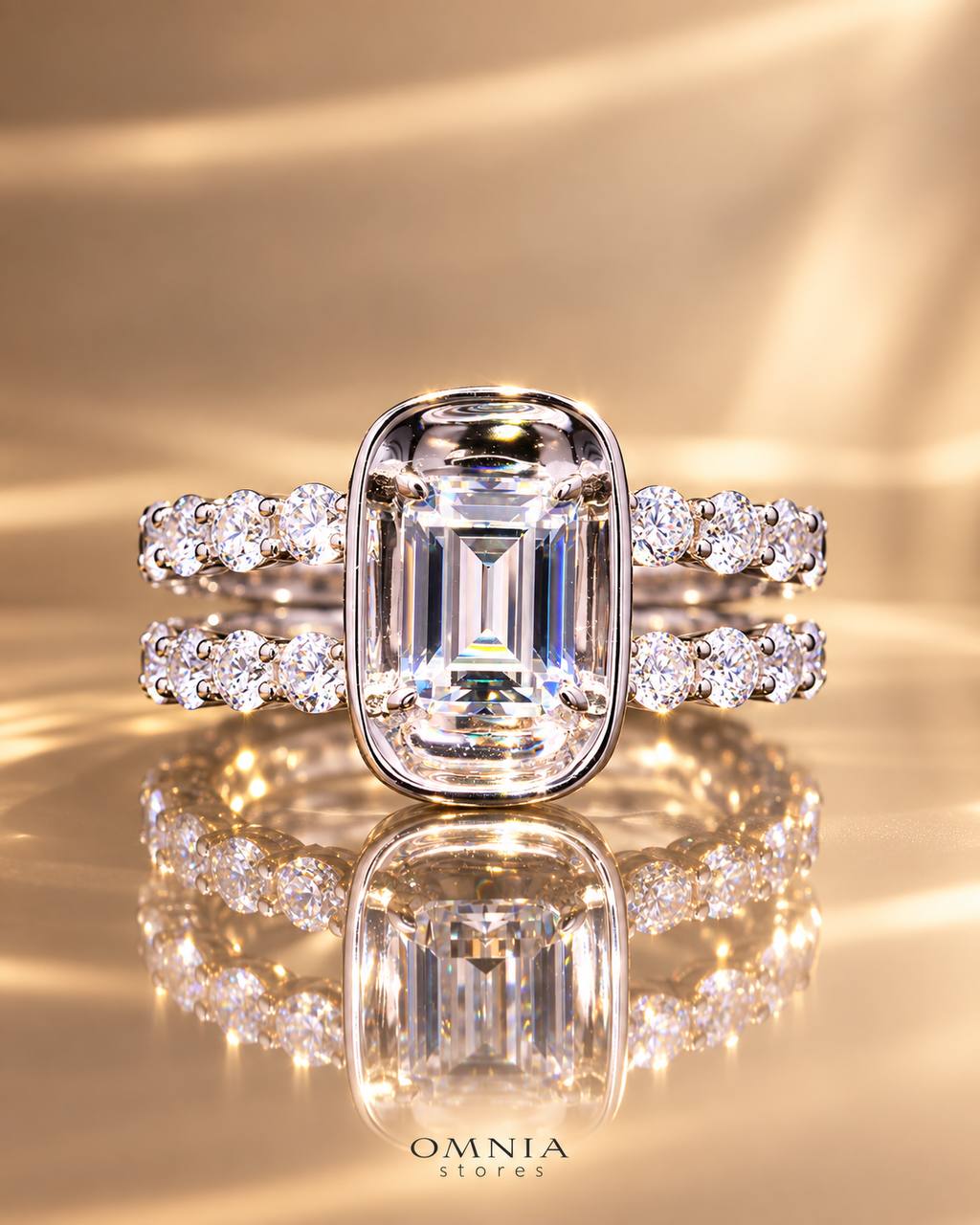 Kamili White Ring with Certified High-Quality Premium Simulated in 925 Sterling Silver