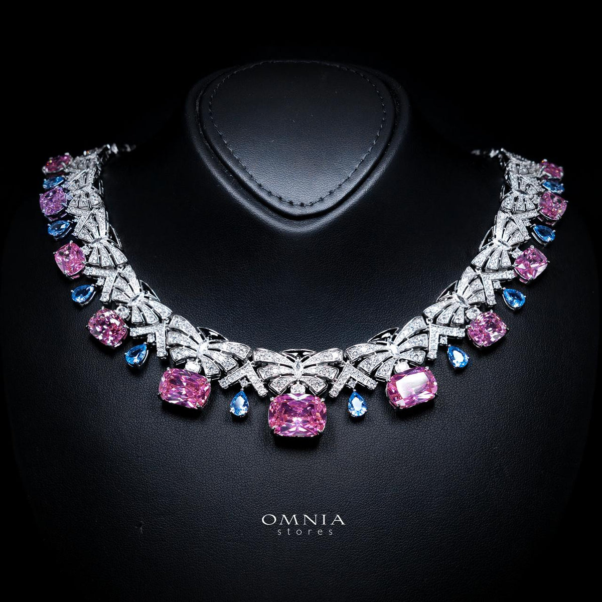 Kenzy Multicolor Luxury Bridal Full Set with High-Quality Simulated Diamonds – Rhodium Plated