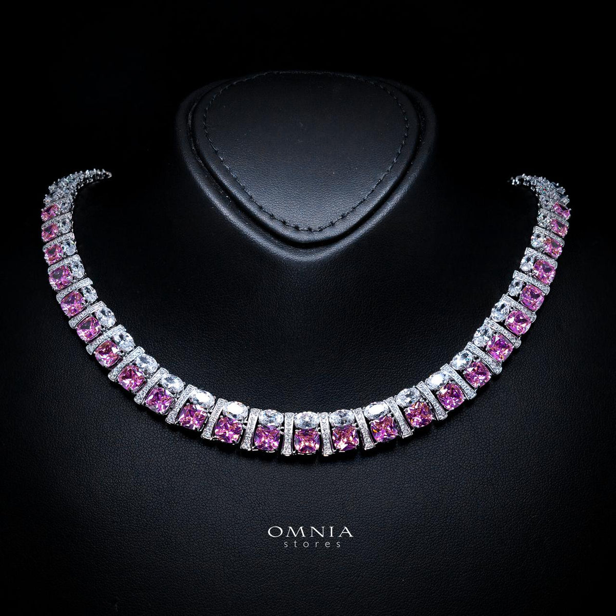 Marley Pink Bridal Full Set with High-Quality Simulated Diamonds – Rhodium Plated