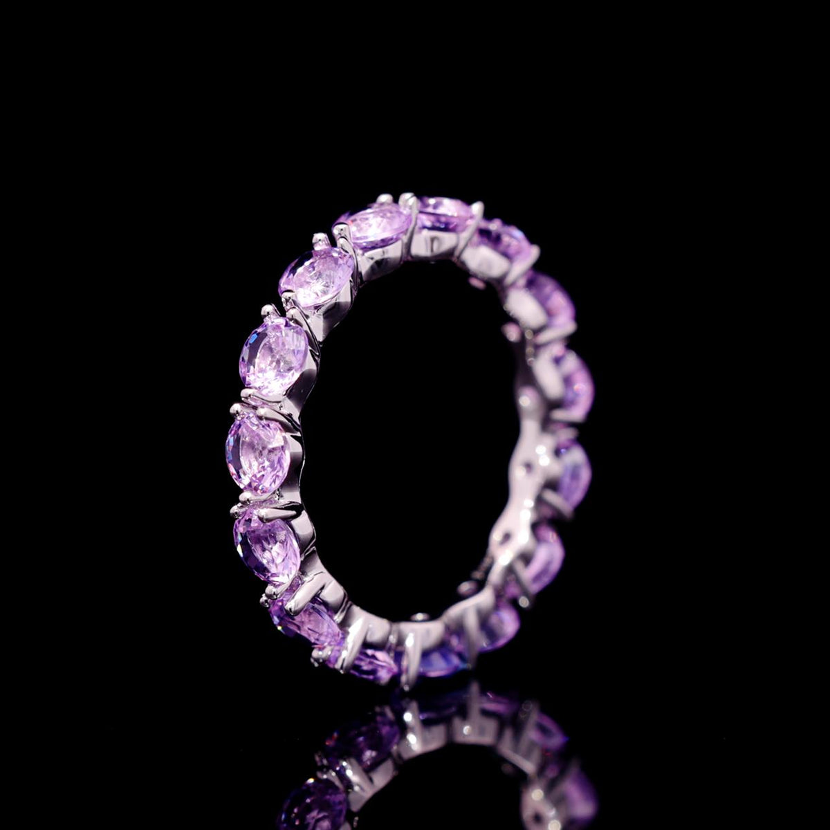 Jemima Purple Eternity Ring with Certificate | High-Quality Simulated Diamonds in 925 Sterling Silver