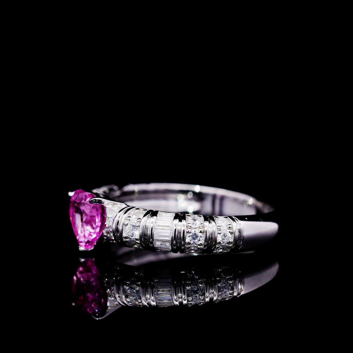 Binsha Pink Heart-Shaped Ring with Certificate | High-Quality Simulated Diamonds in 925 Sterling Silver
