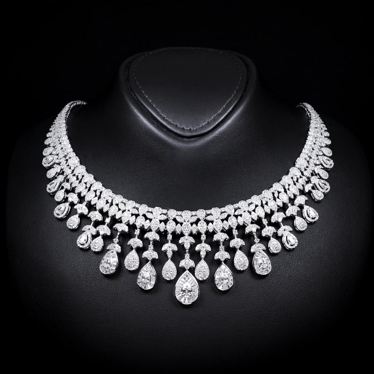 Riana White Luxury Bridal Full Set | 925 Sterling Silver with High-Quality Simulated Diamonds