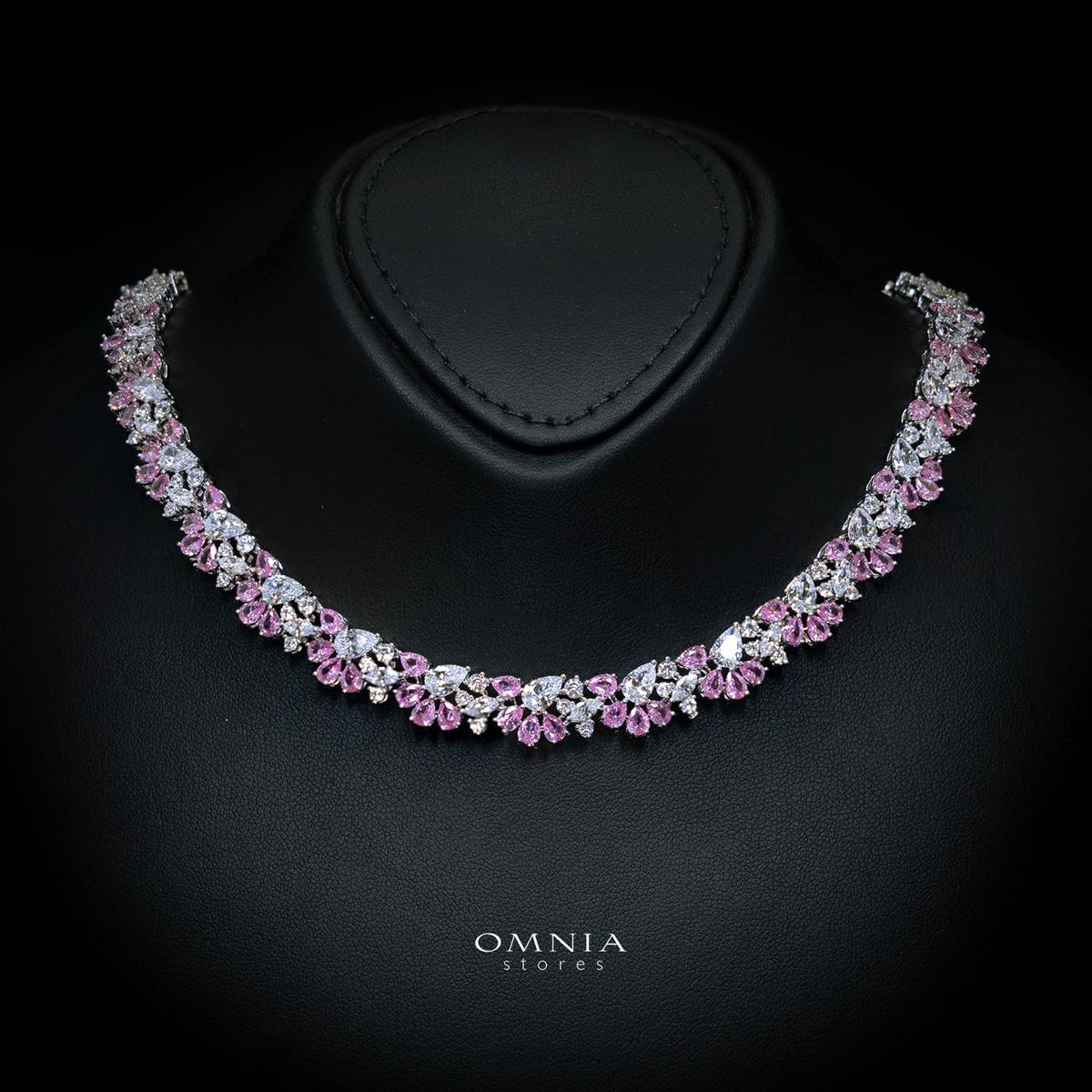 Safira Pink Luxury Bridal Full Jewelry Set with High-Quality Premium Simulated Diamonds