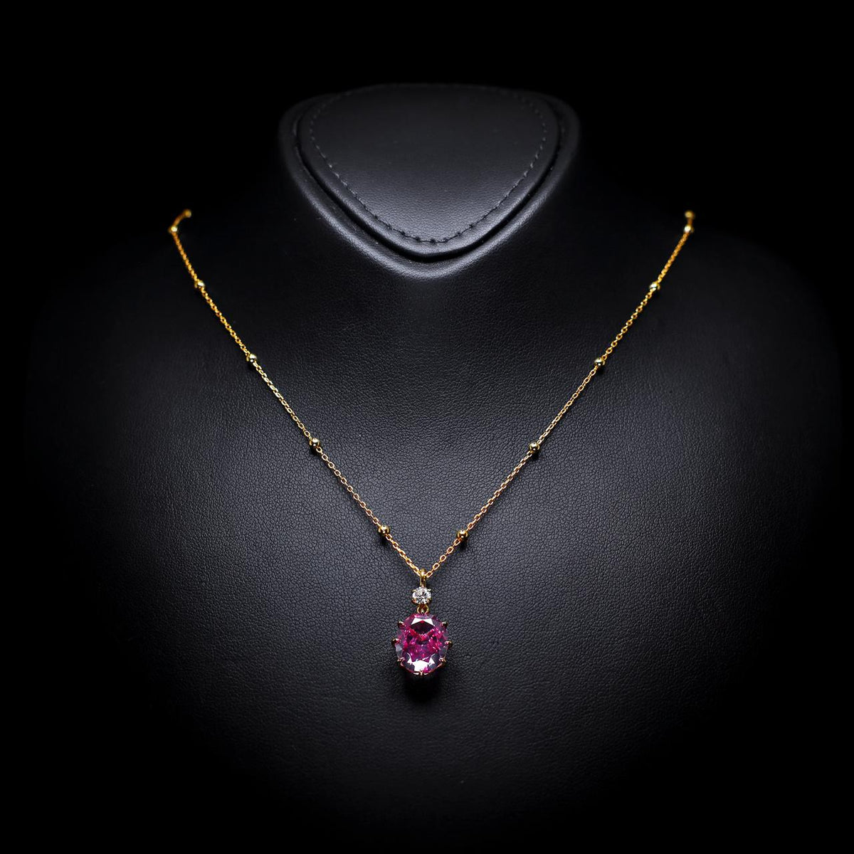 Sahala Pink Necklace with Certificate | High-Quality Simulated Diamonds in 925 Sterling Silver, Gold Plated