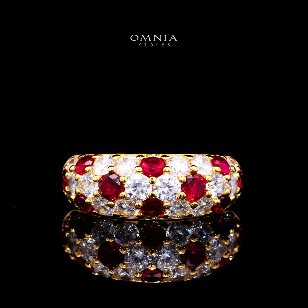 Angie Gold-Plated Ring with Certified Premium Simulated Diamonds in 925 Sterling Silver