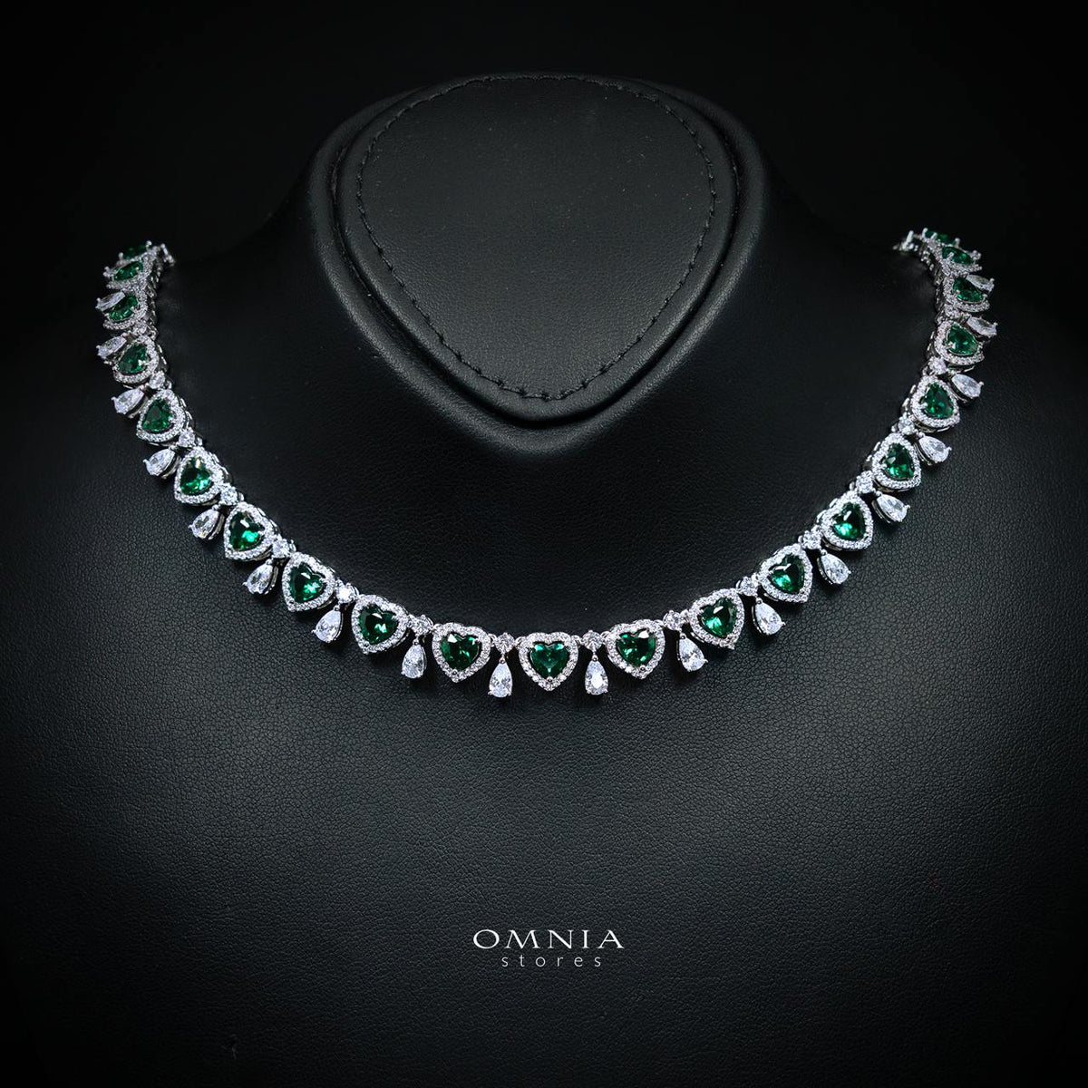 Talina Green Luxury Bridal Full Jewelry Set with High-Quality Premium Simulated Diamonds-Rhodium-Plated