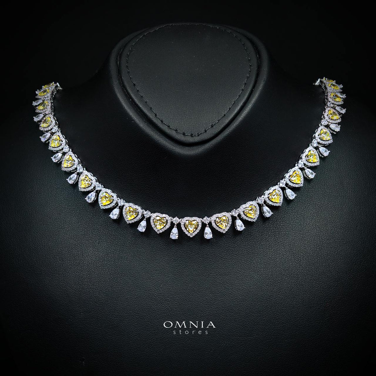 Talina Yellow Luxury Bridal Full Jewelry Set with High-Quality Premium Simulated Diamonds-Rhodium-Plated