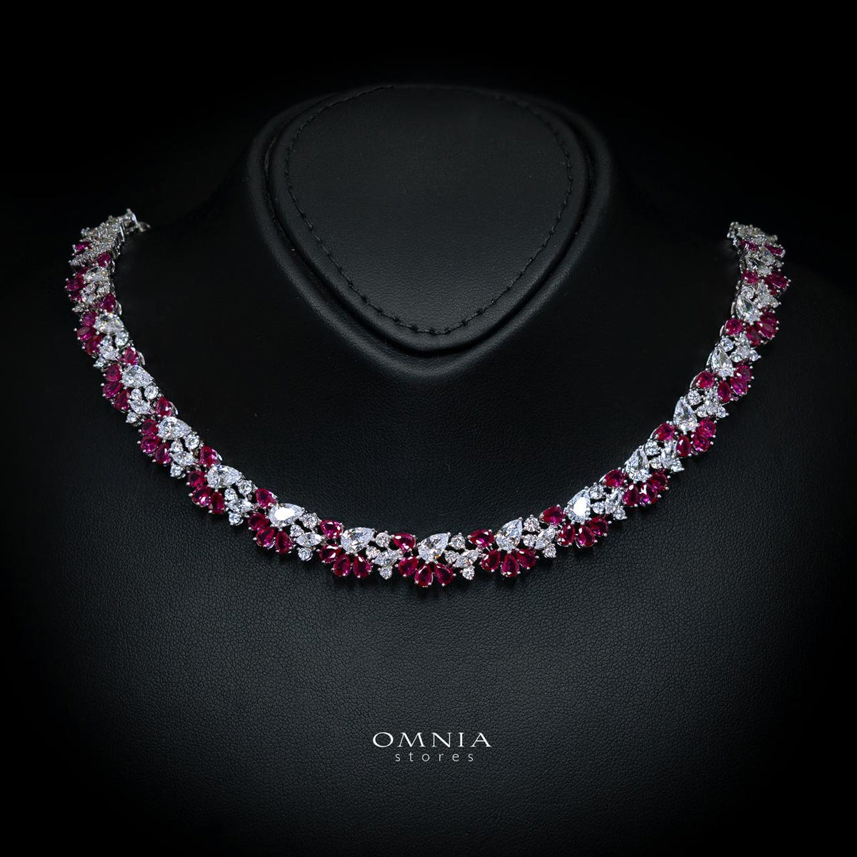 Safira Ruby Red Luxury Bridal Full Jewelry Set with High-Quality Premium Simulated Diamonds