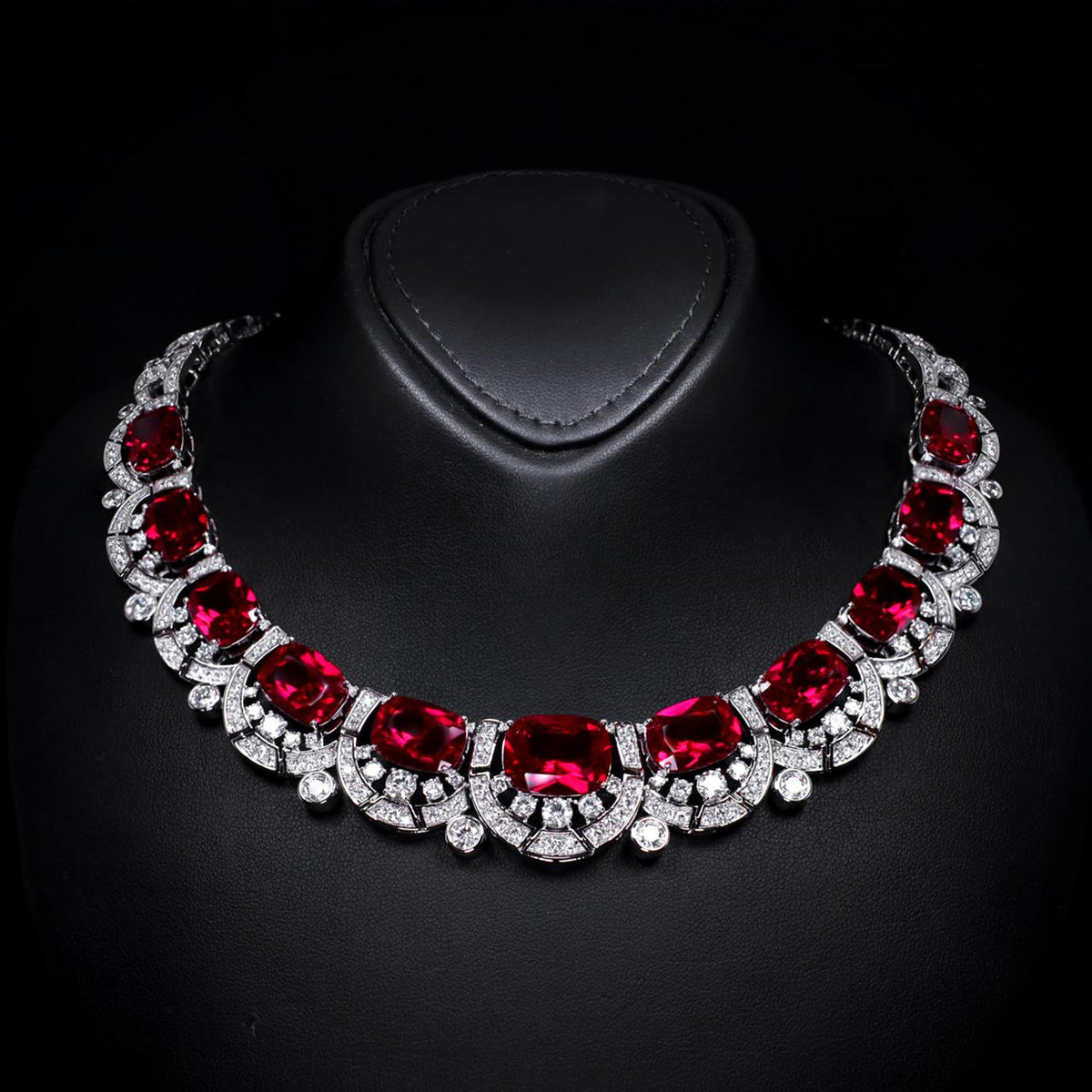 Liah Red Luxury Bridal Full Set with High-Quality Zircon Stones Premium Rhodium Plating