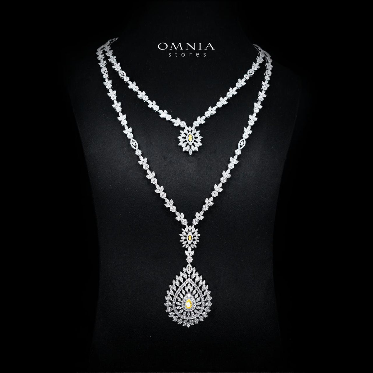 Keyla Yellow Luxury Bridal Long Chain Full Set with High-Quality Simulated Diamonds