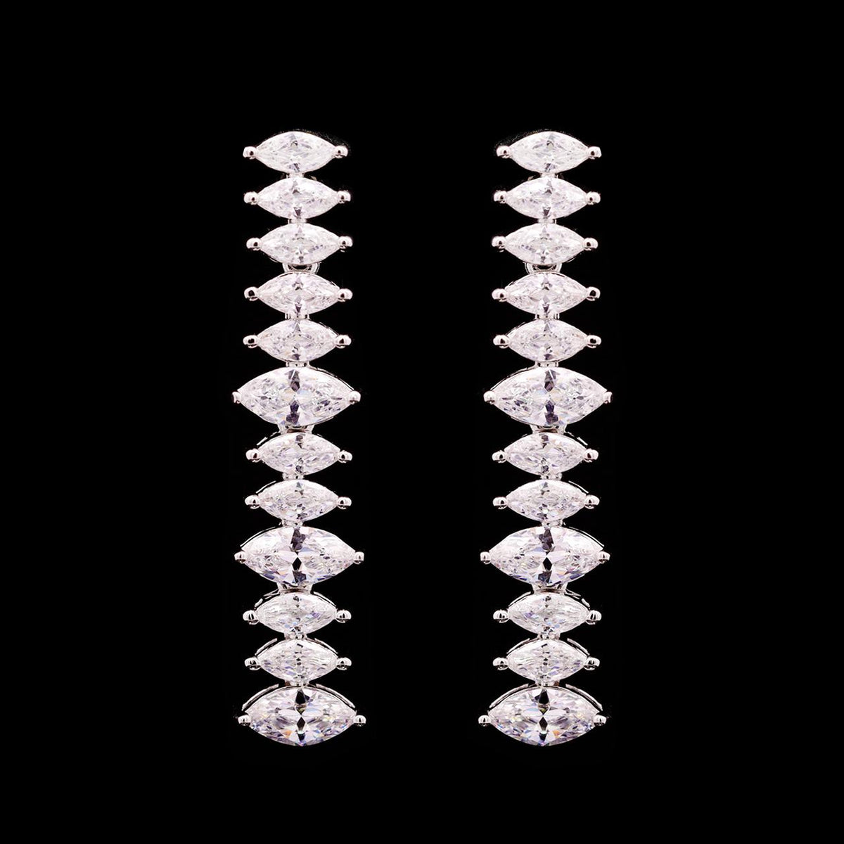 Halma White Luxury Bridal Full Set with High-Quality Zircon Stones Rhodium Plated