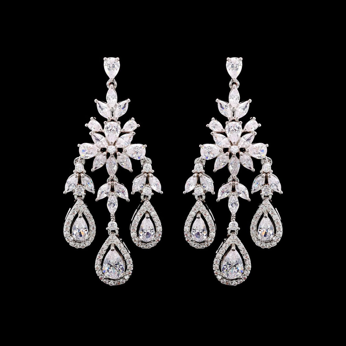 Omnia Ayla White Bridal Full Set with High-Quality Zircon Stones, Premium Rhodium-Plated