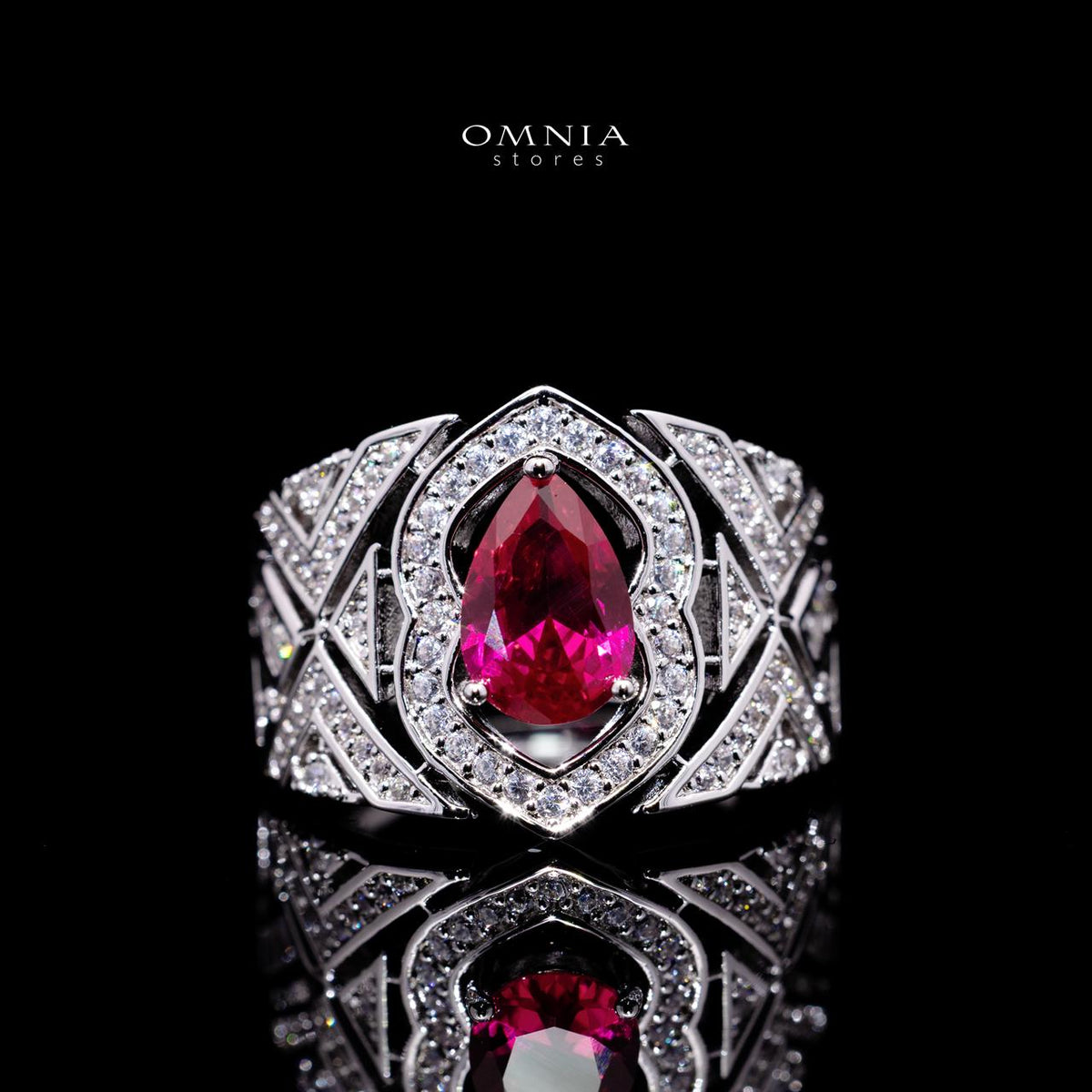 Daryan Red Luxury Bridal Full Set with High-Quality Simulated Diamonds – Rhodium Plated