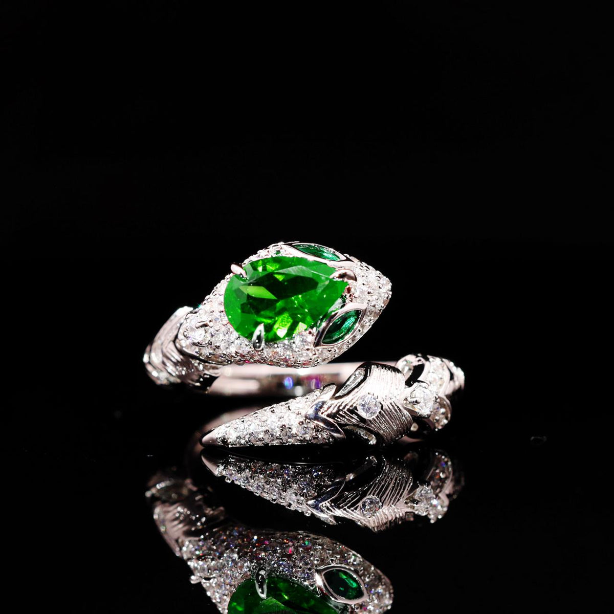 Adriana Green Luxury Bridal Full Set with High-Quality Zircon Stones Rhodium Plated