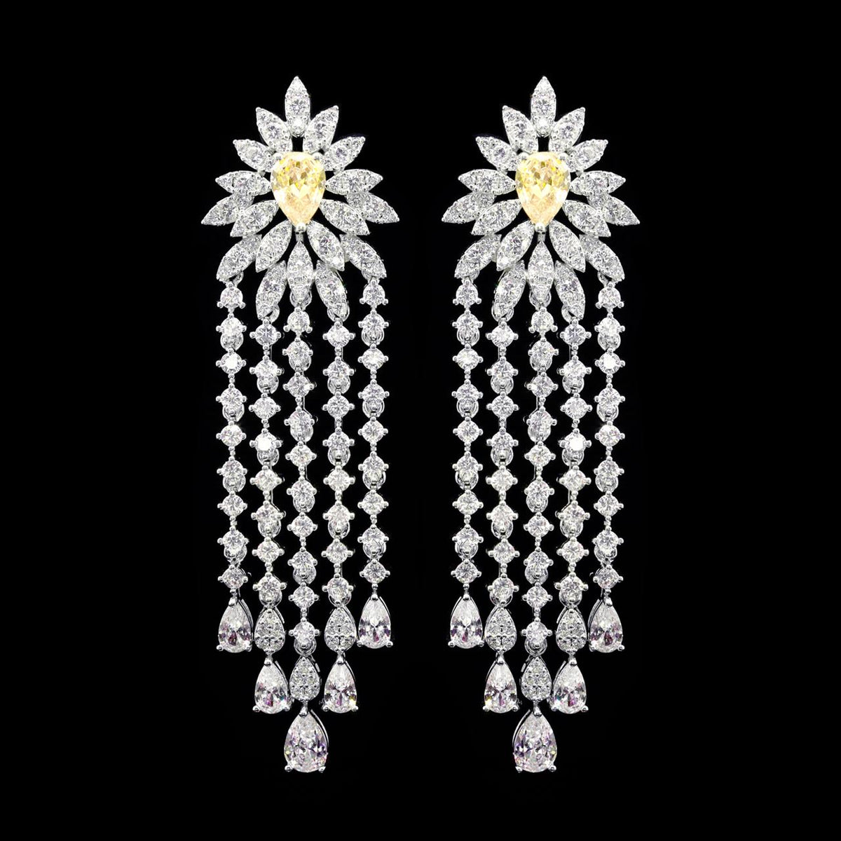 Myra Yellow Luxury Bridal Full Set with High-Quality Zircon Stones Rhodium-Plated Finish
