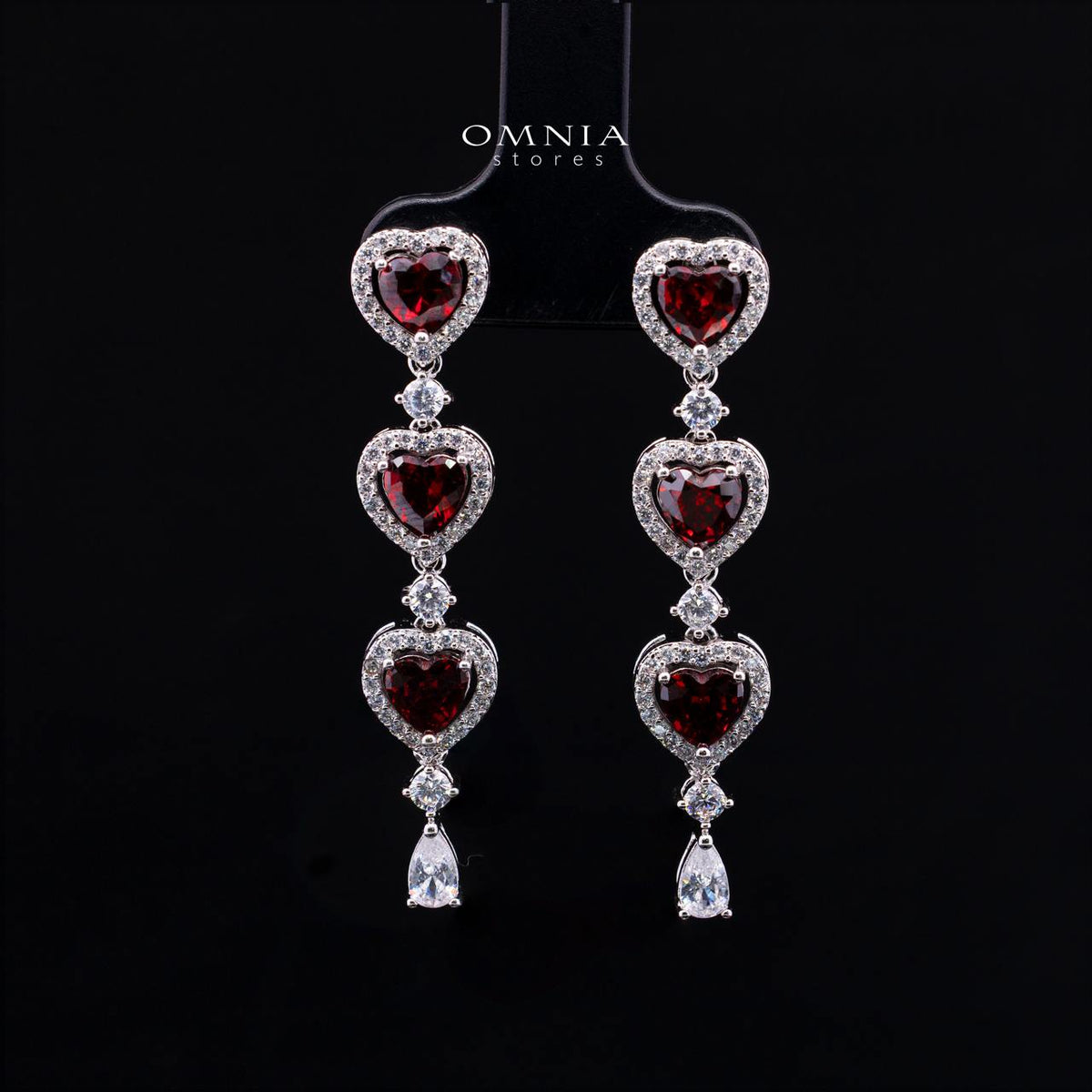 Talina Red Luxury Bridal Full Jewelry Set with High-Quality Premium Simulated Diamonds-Rhodium-Plated