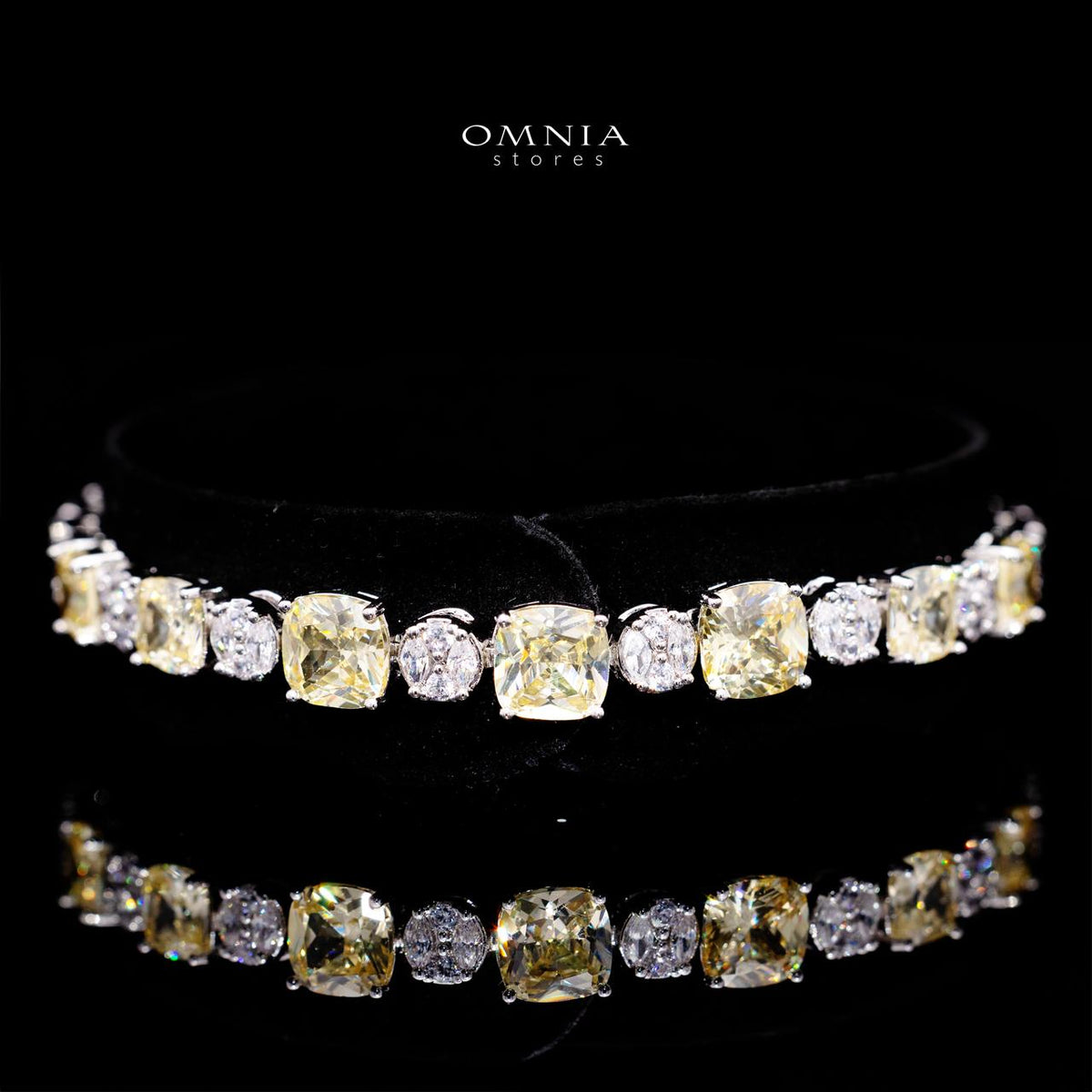 Maisie Yellow Luxury Bridal Full Set with High-Quality Simulated Diamonds – Rhodium Plated