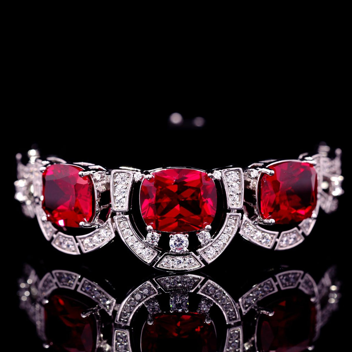 Liah Red Luxury Bridal Full Set with High-Quality Zircon Stones Premium Rhodium Plating