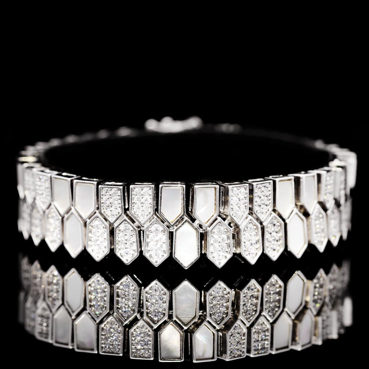 Maica White Luxury Bridal Full Set with High-Quality Zircon Stones Rhodium Plated