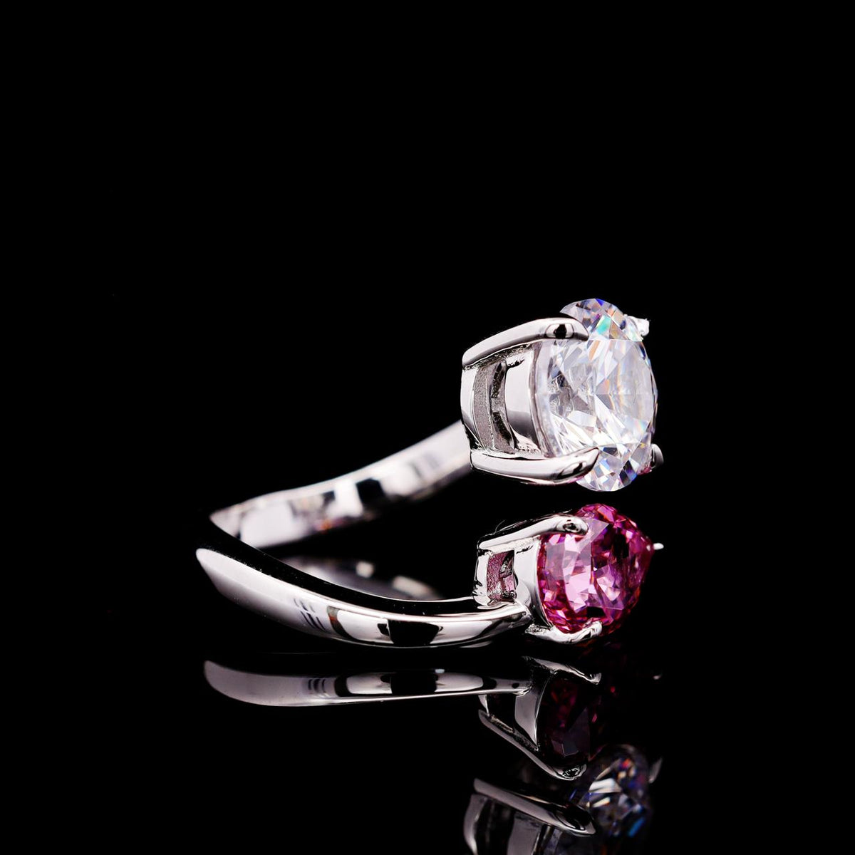 Hoorain Open Ring with Certificate | High-Quality Simulated Diamonds in 925 Sterling Silver