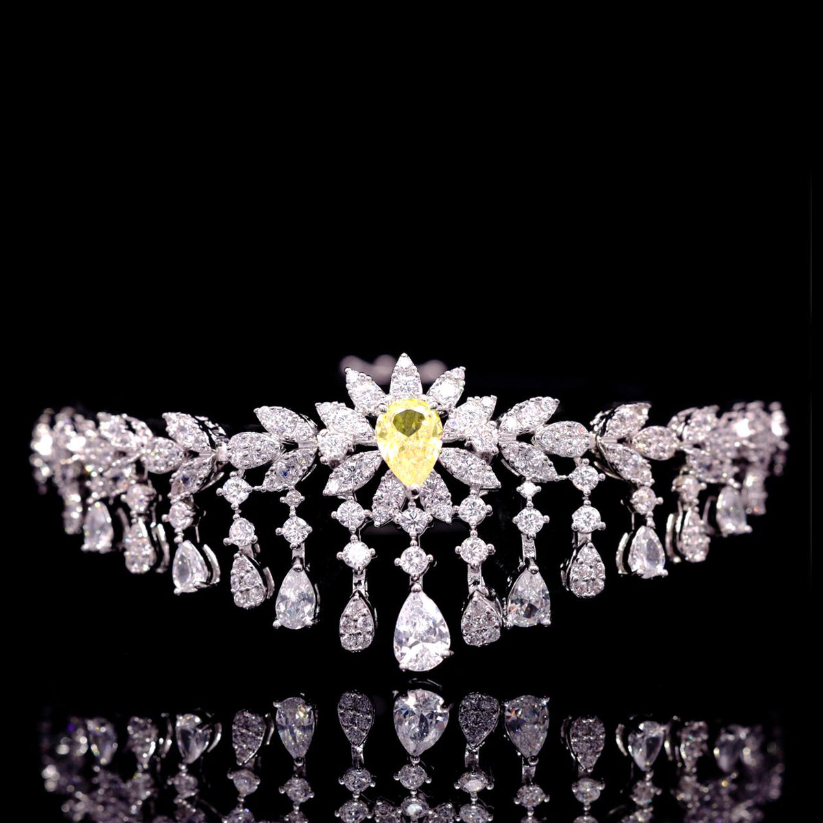 Myra Yellow Luxury Bridal Full Set with High-Quality Zircon Stones Rhodium-Plated Finish