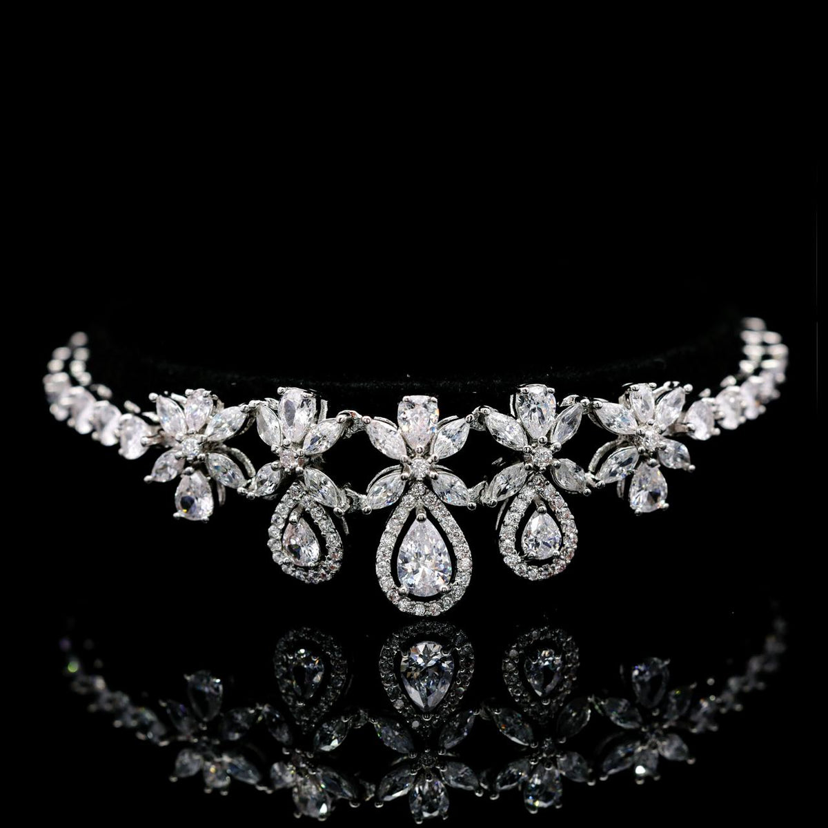 Omnia Ayla White Bridal Full Set with High-Quality Zircon Stones, Premium Rhodium-Plated