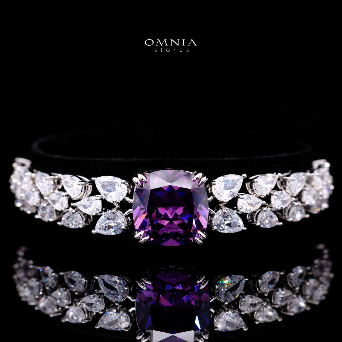 Nazaha Purple Luxury Bridal Full Set with High-Quality Simulated Diamonds – Rhodium Plated