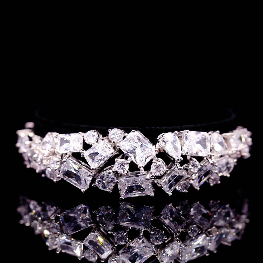 Omnia Anastasia White Luxury Bridal Full Set in High Quality Zircon Stone in Rhodium Plated