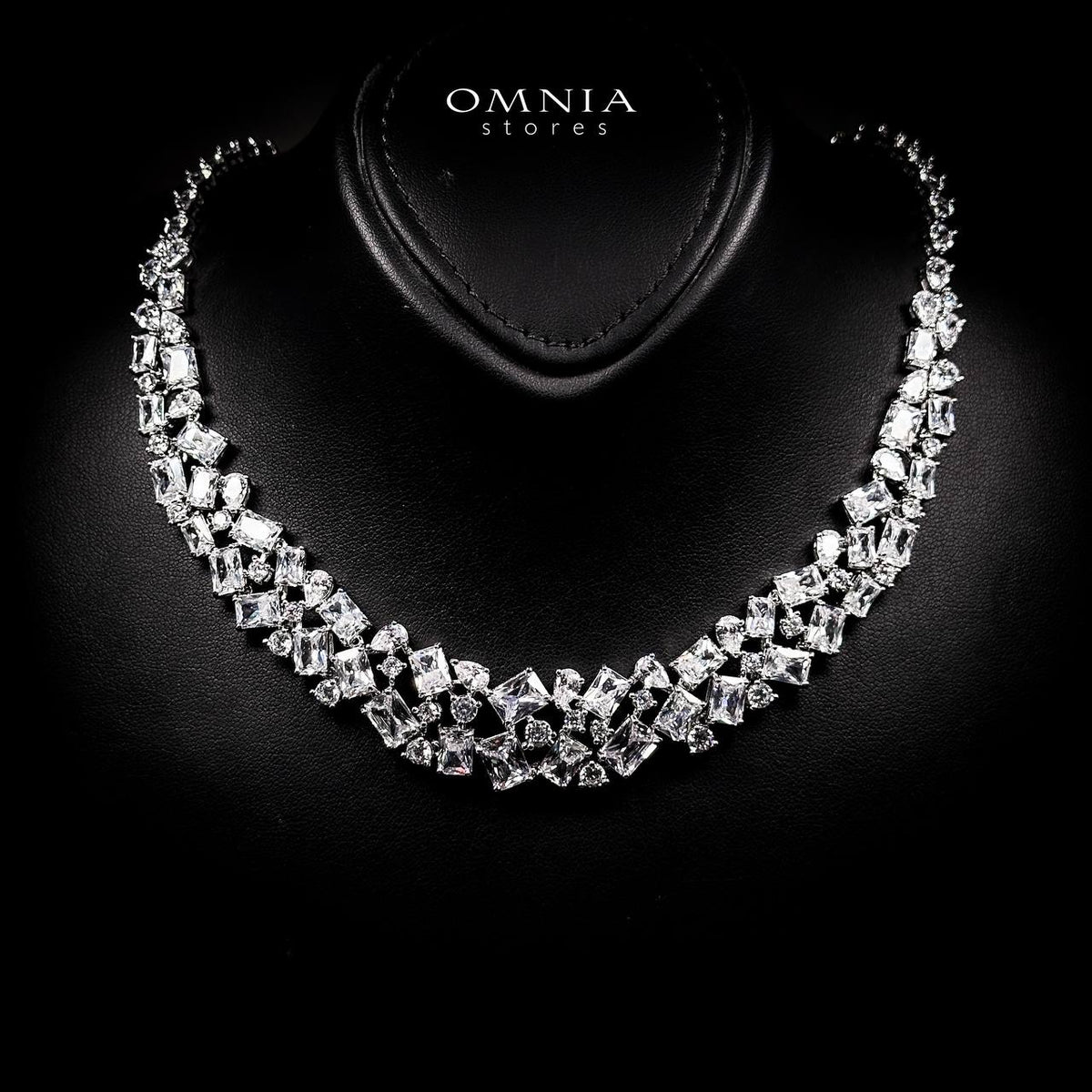 Omnia Anastasia White Luxury Bridal Full Set in High Quality Zircon Stone in Rhodium Plated - OMNIASTORES UAE