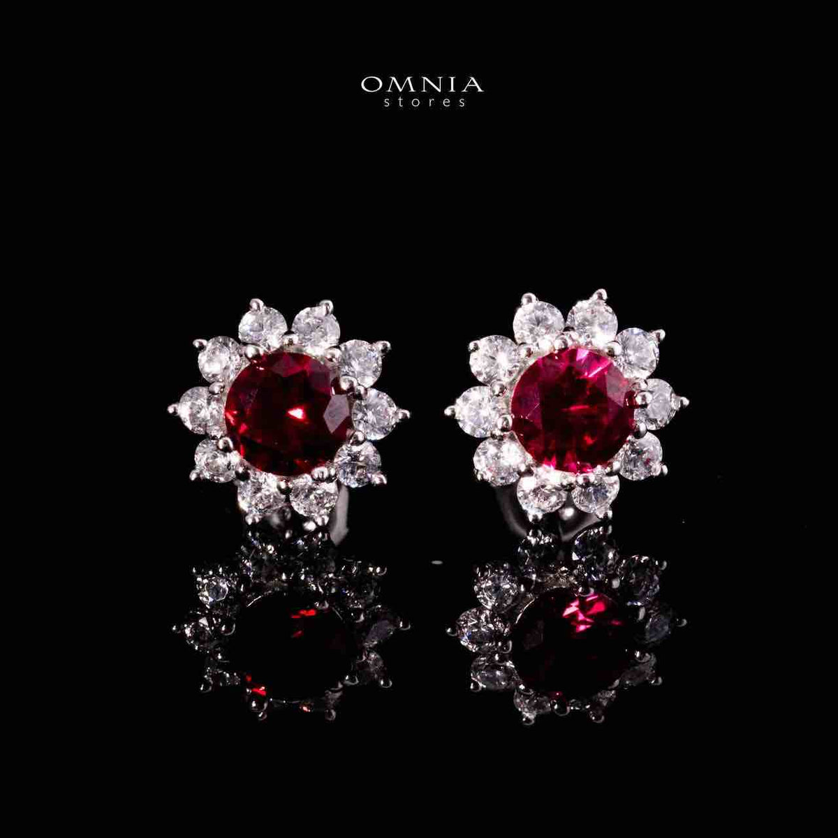 Naisha Lab Grown With GRC Certified Ruby Red Stones Necklace and Earrings Set in 925 Silver - OMNIASTORES UAE