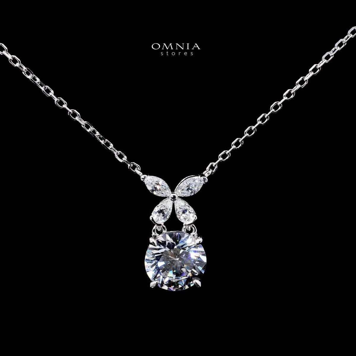 Omnia Sameera White Pendant Necklace With High Quality Certified Lab Crafted Stones In 925 Silver - OMNIASTORES UAE