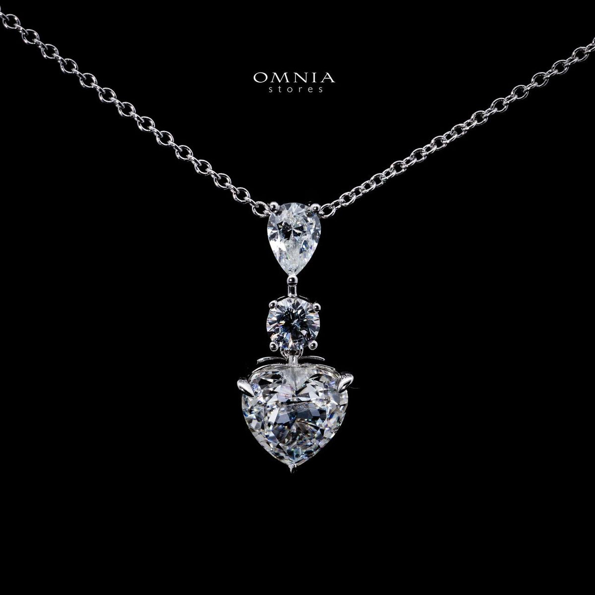 Omnia Ayen White Heart Pendant Necklace With High Quality Certified Lab Crafted Stones In 925 Silver - OMNIASTORES UAE
